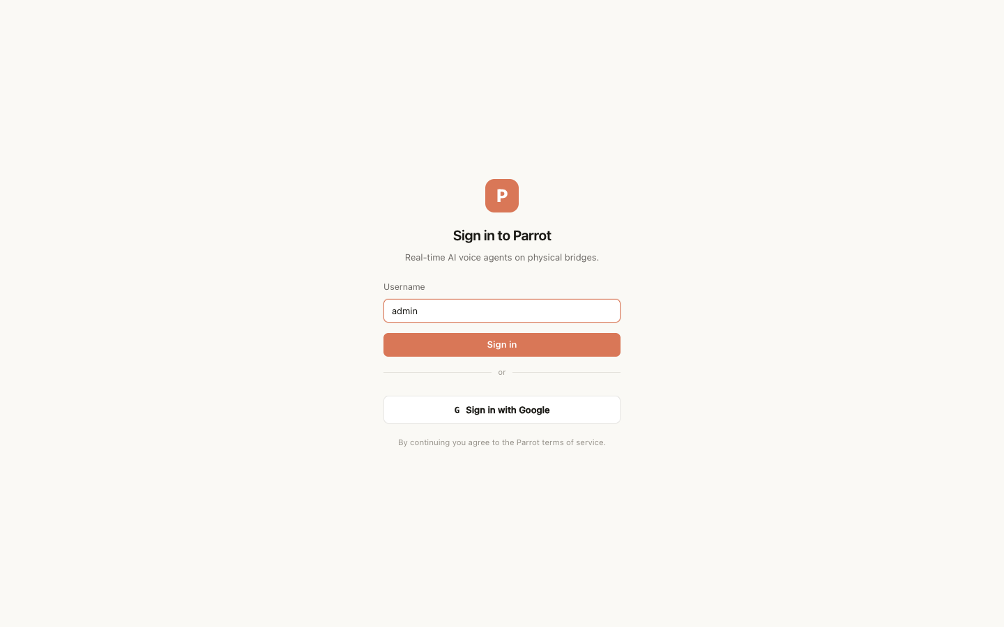 Sign in to Parrot